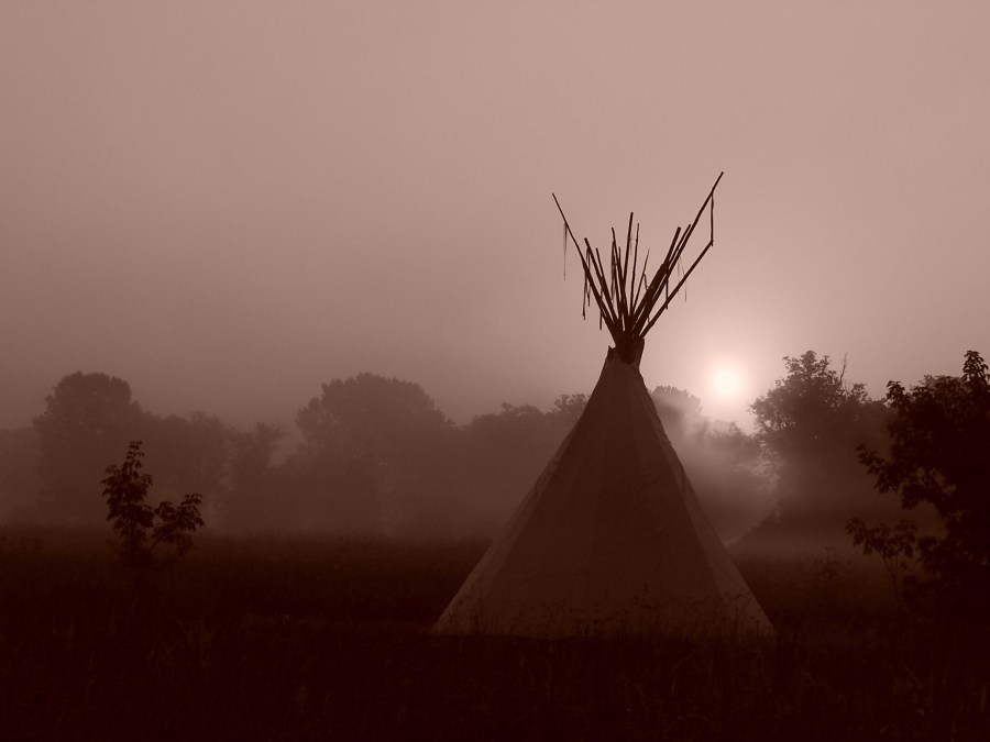 teepee in southern Minnesota early morning